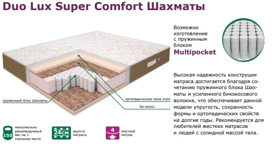 Матрас "Elite" Duo Lux Super Comfort (Шахматы)