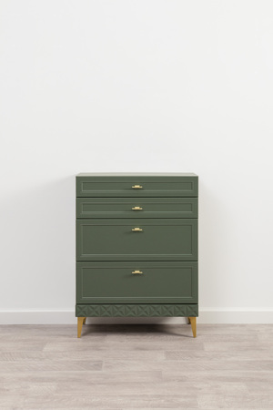 Гостиная Марион композиция 1 дымчатый зеленый K521, олива шагрень AG 1050 ПВХ, белый PE шагрень (собирается на любую сторону)