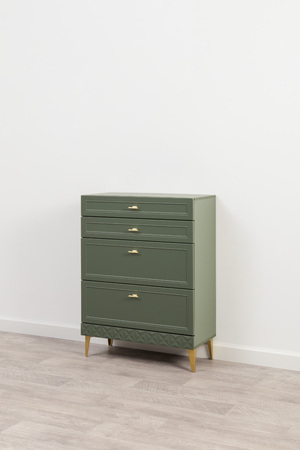 Гостиная Марион композиция 1 дымчатый зеленый K521, олива шагрень AG 1050 ПВХ, белый PE шагрень (собирается на любую сторону)