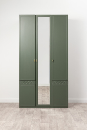 Шкаф для одежды Марион 16.340.03 дымчатый зеленый K521, олива шагрень AG 1050 ПВХ (собирается на любую сторону)