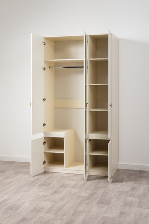 Шкаф для одежды Марион 16.340.03 слоновая кость С341 PE, слоновая кость 6898 ПВХ (собирается на любую сторону)