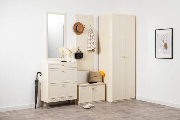 Шкаф двустворчатый Марион 16.340.02 слоновая кость С341 PE, слоновая кость 6898 ПВХ