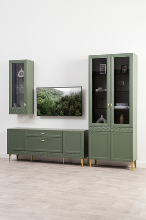 Шкаф навесной Марион 16.334 дымчатый зеленый K521, олива шагрень AG 1050 ПВХ (собирается на любую сторону)