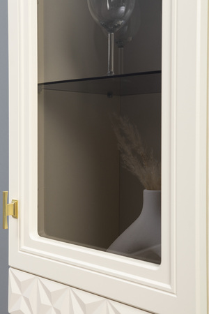 Шкаф навесной Марион 16.334 слоновая кость С341 PE, слоновая кость 6898 ПВХ (собирается на любую сторону)