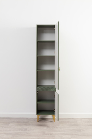 Шкаф-пенал Марион 16.333.01 дымчатый зеленый K521, олива шагрень AG 1050 ПВХ (собирается на любую сторону)