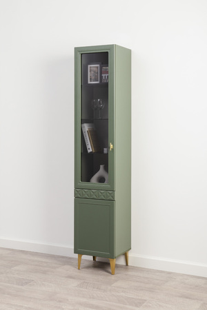 Гостиная Марион композиция 1 дымчатый зеленый K521, олива шагрень AG 1050 ПВХ, белый PE шагрень (собирается на любую сторону)