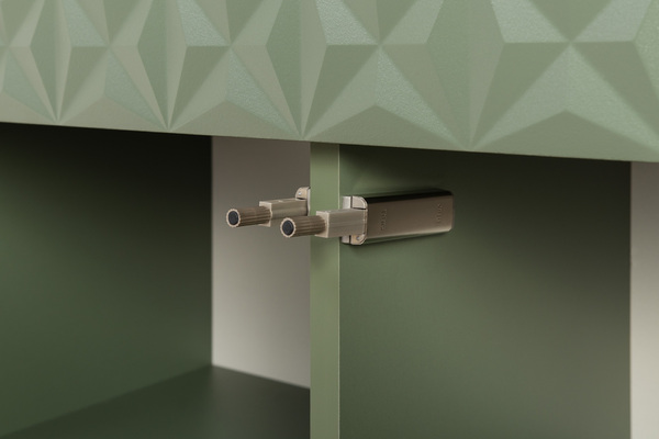 Шкаф-витрина Марион 16.397.02 дымчатый зеленый K521, олива шагрень AG 1050 ПВХ