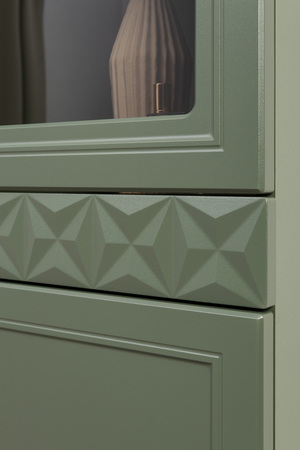 Шкаф-витрина Марион 16.397.02 дымчатый зеленый K521, олива шагрень AG 1050 ПВХ