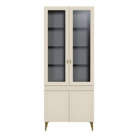 Шкаф-витрина Марион 16.397.02 слоновая кость С341 PE, слоновая кость 6898 ПВХ