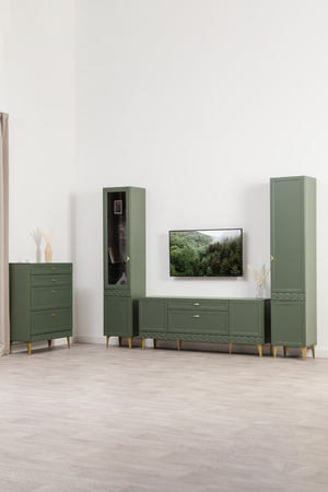 Тумба Марион 16.167 дымчатый зеленый K521, олива шагрень AG 1050 ПВХ, белый PE шагрень