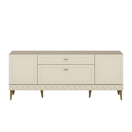 Гостиная Марион композиция 1 слоновая кость С341 PE, слоновая кость 6898 ПВХ, белый PE шагрень (собирается на любую сторону)