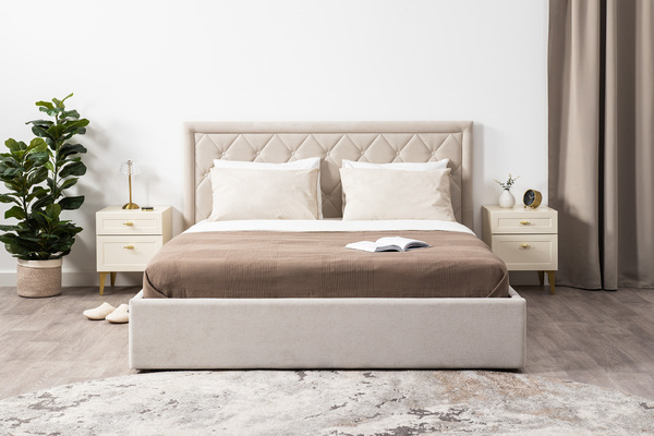 Тумба прикроватная Марион 16.14 слоновая кость С341 PE, слоновая кость 6898 ПВХ, белый PE шагрень