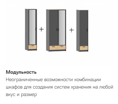 Шкаф для одежды Оттавия НМ 011.80 антрацит, дуб крафт золотой